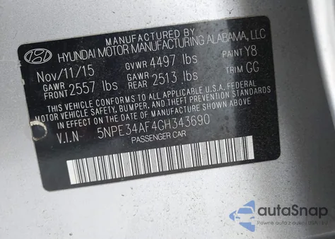 2016 Hyundai Sonata Limited from USA, damaged, VIN 5NPE34AF4GH343690